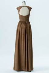 Brown Sweetheart Cutout Back Bridesmaid Dress