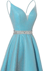 Spaghetti Stracles Robe de bal Long Satin perle en V V Vandes de balle de fête de soirée avec poches
