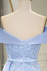 Mermaid Long Prom Dress with Split Off The Shoulder Sparkly