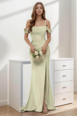 Trumpet-Mermaid Sweep-Brush Train Silk-Like Prom Dress CS0399