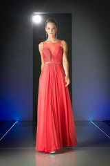 Cinderella Divine CD7458 Long Chiffon Empire Waist Formal Prom Dress