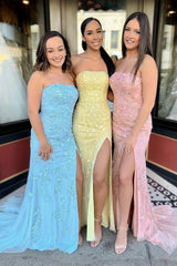Yellow Mermaid Prom Dress Long,Prom Dresses,Pageant Dress