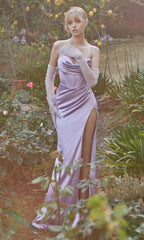 Long Satin Prom Dress with Corset 7483