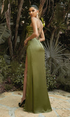Long Satin Prom Dress with Corset 7483