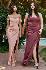 Cinderella Divine CD7484C Off Shoulder Long Plus Size Prom Dress