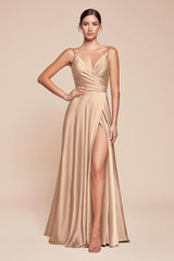 Cinderella Divine CD7485C Spaghetti Strap Long Prom Dress Plus Size