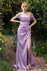 Cinderella Divine 7492C Plus Size Long Off Shoulder Evening Gown