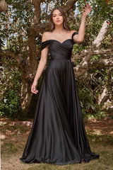 Cinderella Divine 7493 Long Off Shoulder Prom Dress