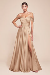 Cinderella Divine 7493 Long Off Shoulder Prom Dress