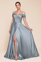 Cinderella Divine 7493 Long Off Shoulder Prom Dress