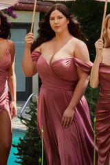Cinderella Divine 7493C Plus Size Long Off Shoulder Dress