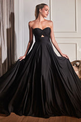Cinderella Divine 7496 Long Satin Strapless Keyhole Prom Formal Dress