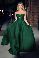 Cinderella Divine 7496 Long Satin Strapless Keyhole Prom Formal Dress