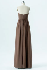 Simple Brown Strapless Bridesmaid Dress