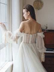 Simple white chiffon long prom dress, white chiffon evening dress