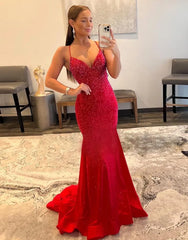 Wholesale Flared V-neck Spaghetti Straps Long Prom Dress prom dresses with long sleeves