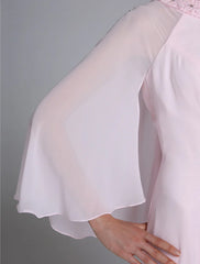 Mermaid / Trumpet Mother of the Bride Dress Elegant Jewel Neck Ankle Length Chiffon Long Sleeve No with Beading