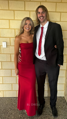 Mermaid Beautiful Strapless Red Long formal dresses Bridesmaid Dresses evening gown Prom Dress