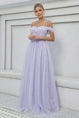 A-Line Tulle Long Formal Dress Prom Dresses