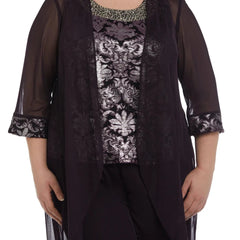 R&M Richards 7676W Plus Size Formal Duster Pant Set