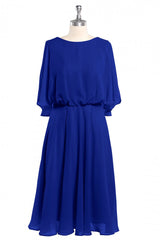 Royal Blue Blouson-stijl bruidsmeisje in lange mouwen