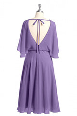 Royal Blue Blouson-stijl bruidsmeisje in lange mouwen