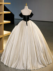 A-Line Champagne Long Prom Dress, Champagne Sweet 16 Dress