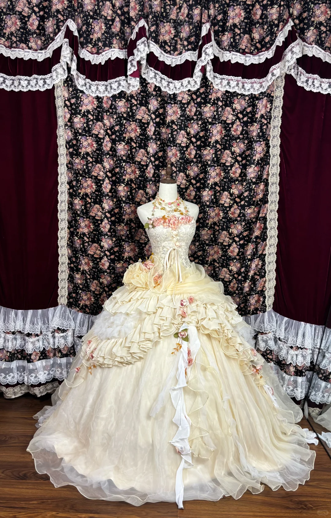 Retro 3D Flowers Strapless A-Line Tulle Quinceanera Dresses Sweet 18 Birthday Ball Gowns, HZ0319