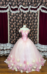 Elegant 3D Flowers Off-the-shoulder Sweet 16 Quinceanera Strapless A-Line Floor-length Prom Dress Evening Dress Ball Gown HZ1024
