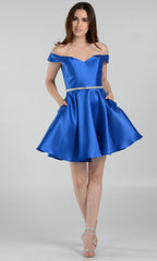 Off-Shoulder Short Mikado Homecoming Dress 7948