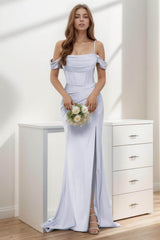 Trumpet-Mermaid Sweep-Brush Train Silk-Like Prom Dress CS0399