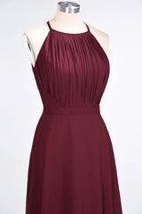 A-Line Chiffon Sleeveless Floor-Length Bridesmaid Dress with Ruffles