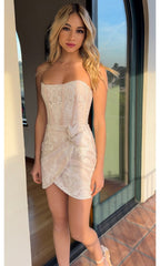 Everly Strapless Ivory Lace Graduation Party Dress