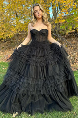 Princess Periwinkle Strapless Tiered Prom Gown