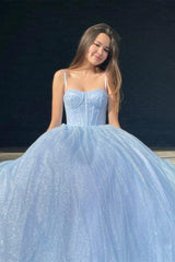 A-Line Lavender Straps Long Formal Dress