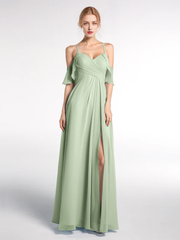 Thin Shoulder Empire Ruffle Edge Sleeve Dress