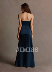 Off shoulder satin butterfly condensation back and floor length evening dress