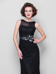 Mother of the Bride Dress Cowl Neck Floor Length Georgette Sleeveless with Sash Ribbon Beading Appliques