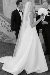 Satin Ball Gown Square Neck Wedding Dresses