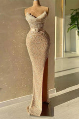 Strapless Sweetheart Mermaid Prom -jurk met lange kralen en pailletten