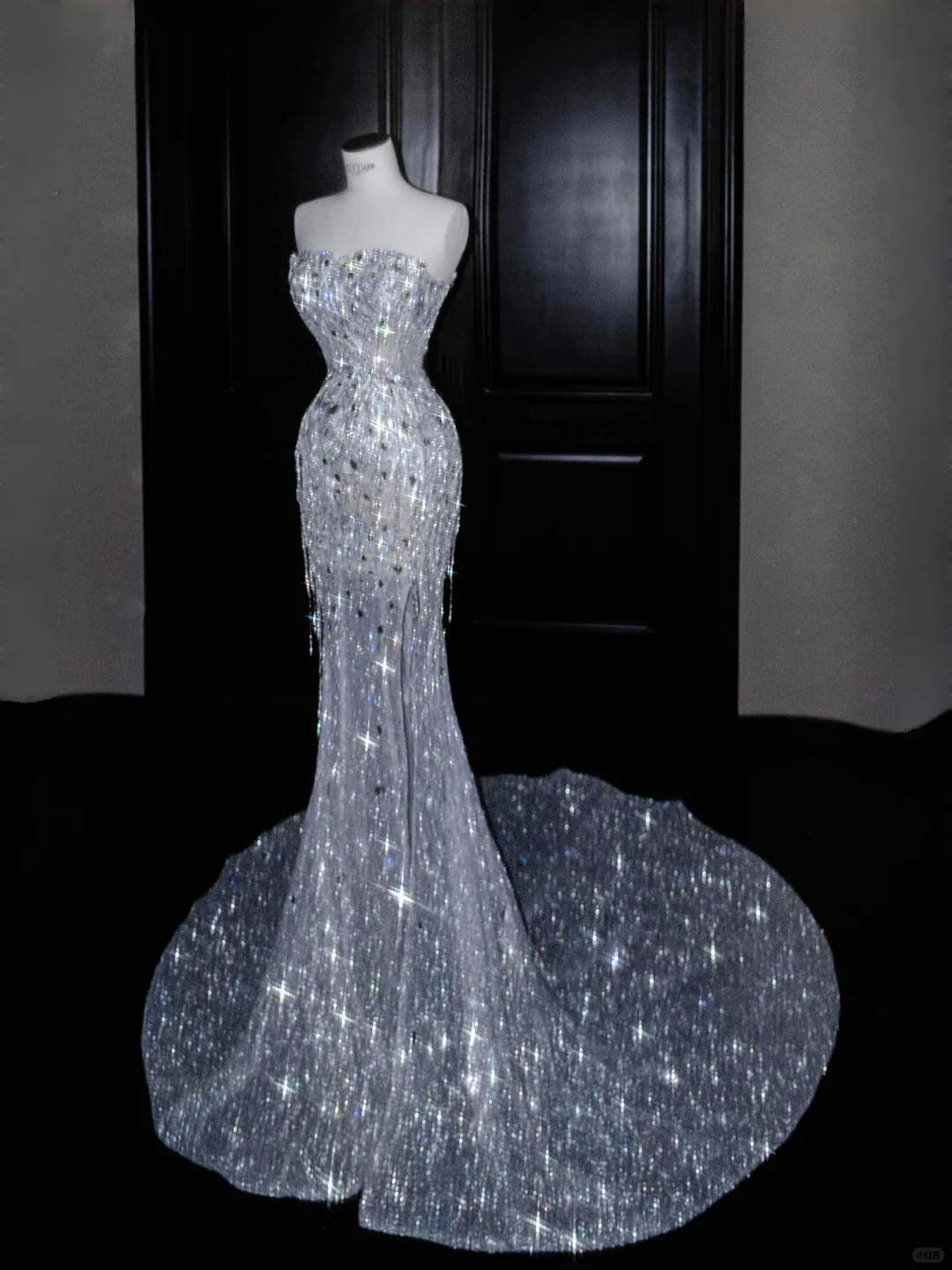 Glitter Strapless Mermaid Beading Tassel Long Evening Dress Birthday Outfits, HZ0319