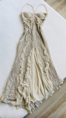 Enchanting Shiny Sequin Beaded Prom Dress Sheath Spaghetti Strap Evening Dress Long Formal Dress HZ1024