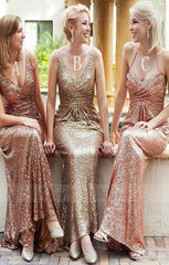 rose gold bridesmaid dress,gold sequins bridesmaid dresses