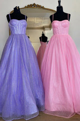 Shiny Princess A-Line Straps Long Prom Dress