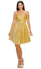 Beaded Cold-Shoulder Short Homecoming Dress 8014J