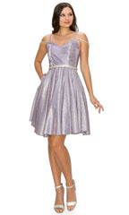 Beaded Cold-Shoulder Short Homecoming Dress 8014J