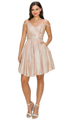 Beaded Cold-Shoulder Short Homecoming Dress 8014J