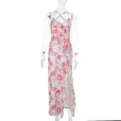 New Simple Fashion Floral Spaghetti Strap Dress HZ1024
