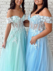 Green off shoulder lace long prom dress, green evening dress