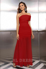 Elegant One Shoulder Sleeveless Ruched Bodycon formal dresses Bridesmaid Dresses evening gown Prom Dress